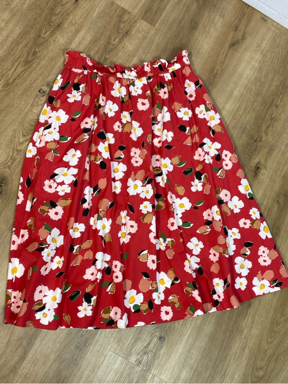Kate Spade Botanical Garden Red Floral Poplin Midi Skirt with Pockets size XL - Picture 7 of 11